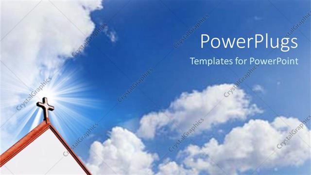  Presentation with cross - Church cross steeple with blue cloudy sky