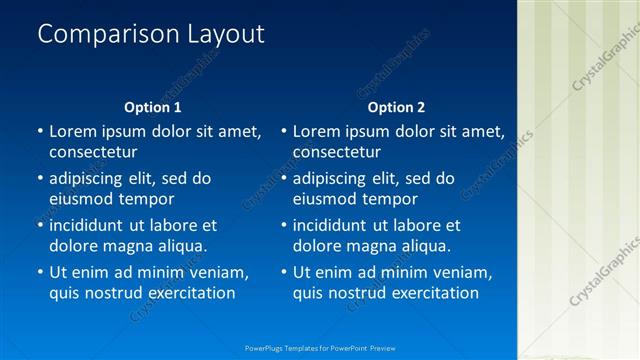 Comparison presentation slide layout