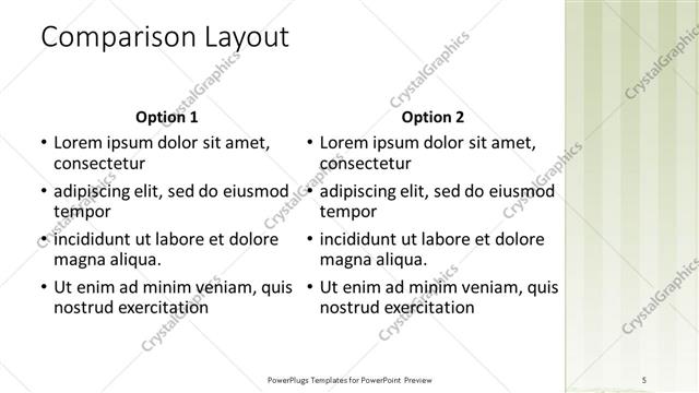 Comparison presentation slide layout