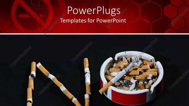  Presentation with stop smoking - Cigarette butts arranged to read NO symbolizing stop smoking sign