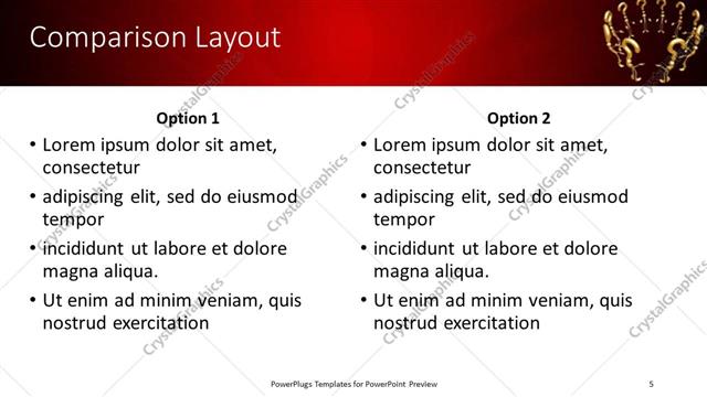 Comparison presentation slide layout
