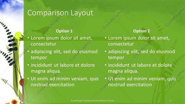 Comparison presentation slide layout