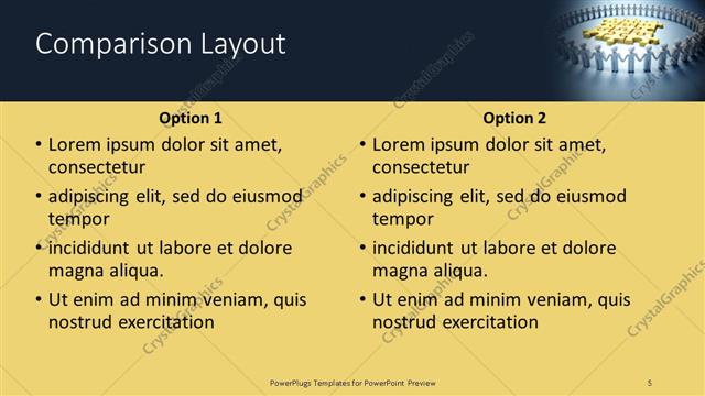Comparison presentation slide layout