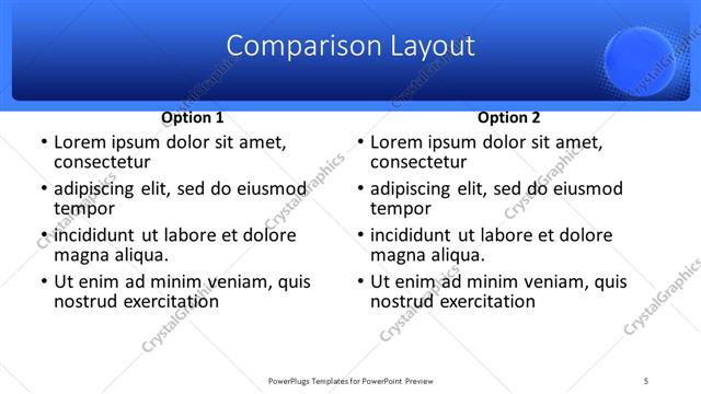 Comparison presentation slide layout