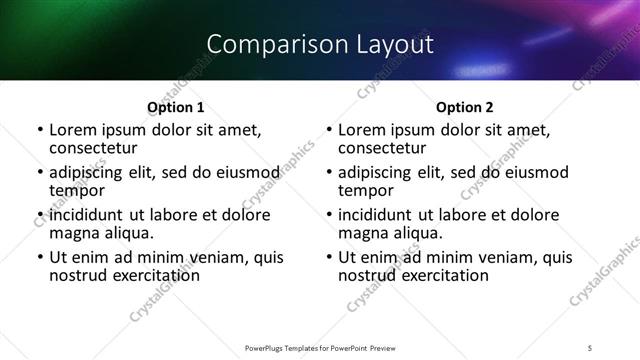 Comparison presentation slide layout