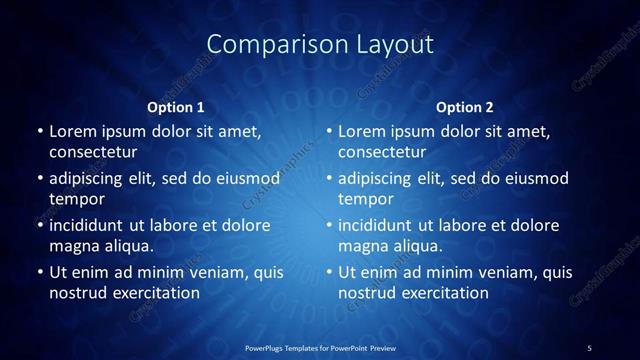 Comparison presentation slide layout