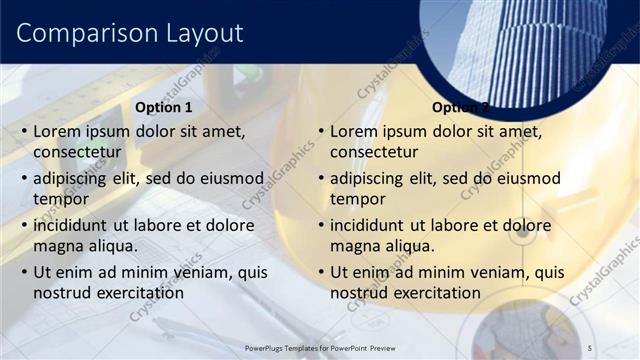 Comparison presentation slide layout