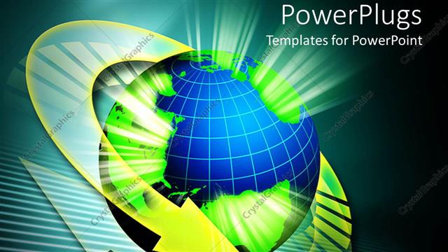  Presentation with stream - Circular stream line round an earth globe on a greenish background