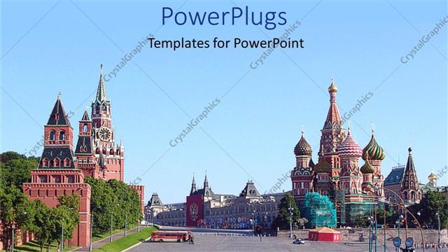  Presentation with city buildings - City depiction of Kremlin, beautiful buildings, temples, churches street view