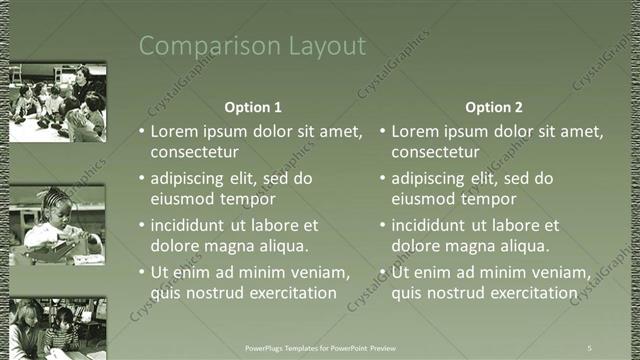 Comparison presentation slide layout