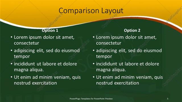 Comparison presentation slide layout