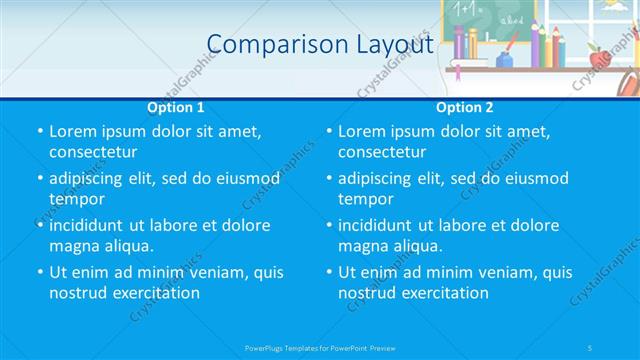 Comparison presentation slide layout
