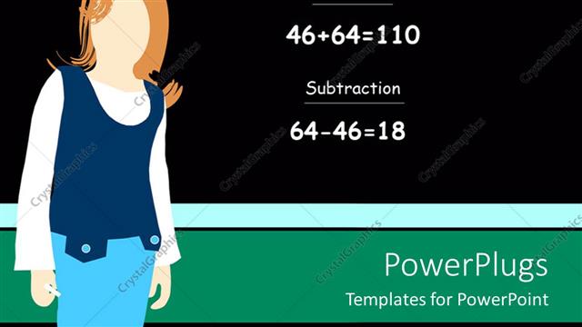  Presentation with mathematics - Classroom view showing teacher standing near black chalkboard with math exercises, mathematics addition substraction