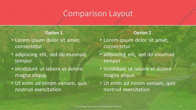 Comparison presentation slide layout