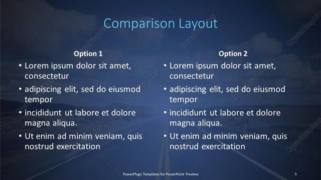 Comparison presentation slide layout