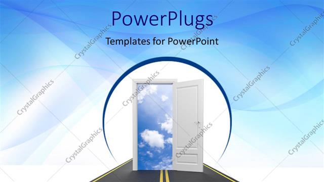  Presentation with open door - Clean path leads to open door to blue cloudy sky