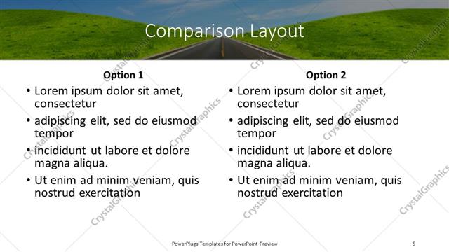Comparison presentation slide layout
