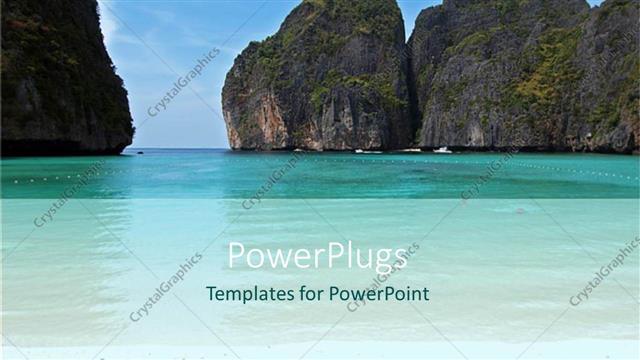  Presentation with lake - A clear calm blue lake with two mountains on both sides