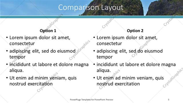 Comparison presentation slide layout