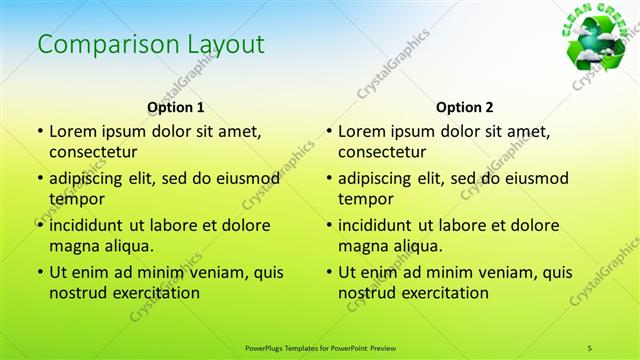 Comparison presentation slide layout