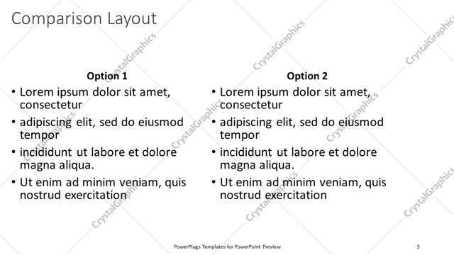Comparison presentation slide layout