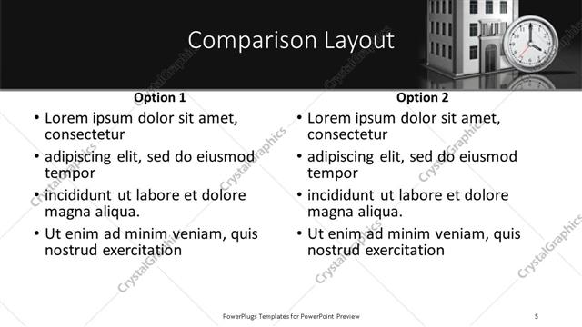 Comparison presentation slide layout
