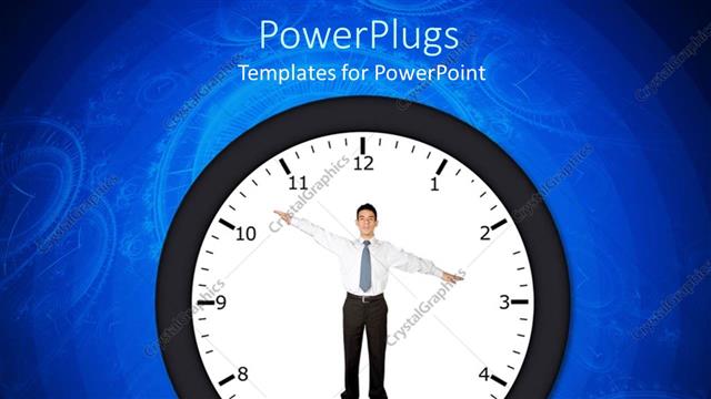  Presentation with clock - Clock with business man pointing at time