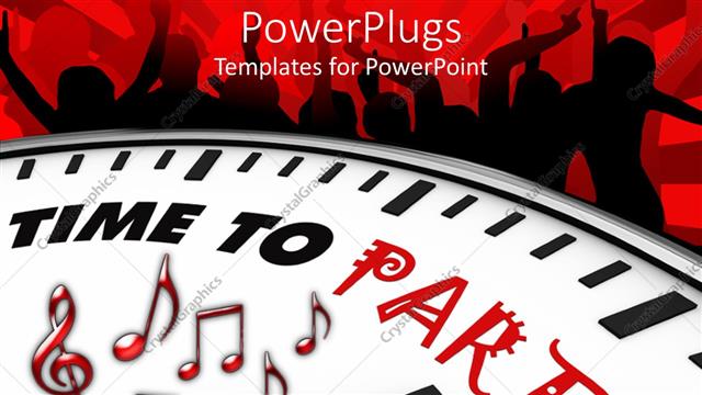  Presentation with time - Clock close up written time to party on the face