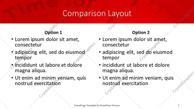 Comparison presentation slide layout