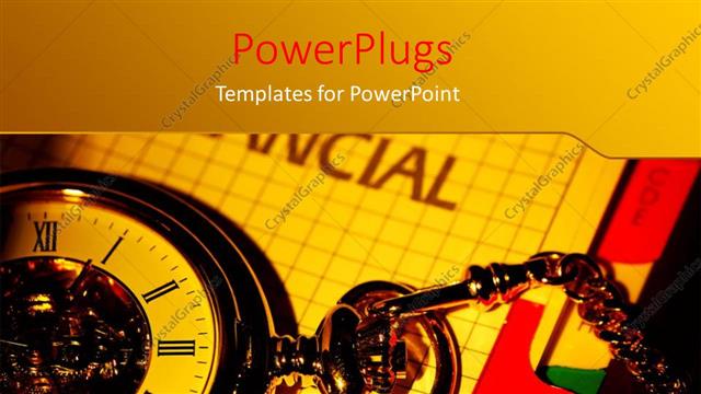  Presentation with key clock - A clock with a golden key and report in the background