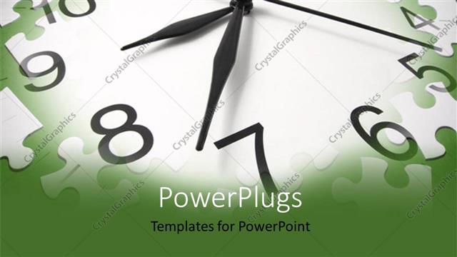  Presentation with time - A clock with greenish background and place for text