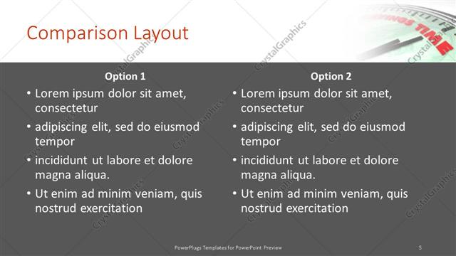 Comparison presentation slide layout