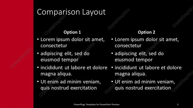 Comparison presentation slide layout