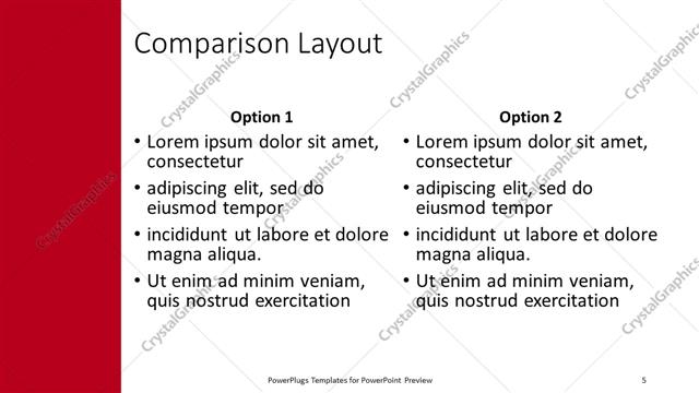Comparison presentation slide layout