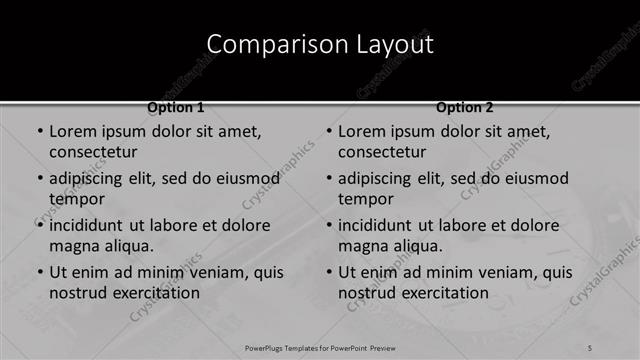 Comparison presentation slide layout
