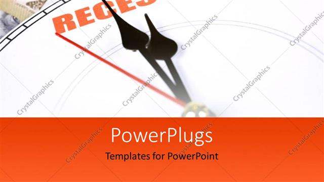  Presentation with symbol - A clock with the recession symbol and a dollar in background