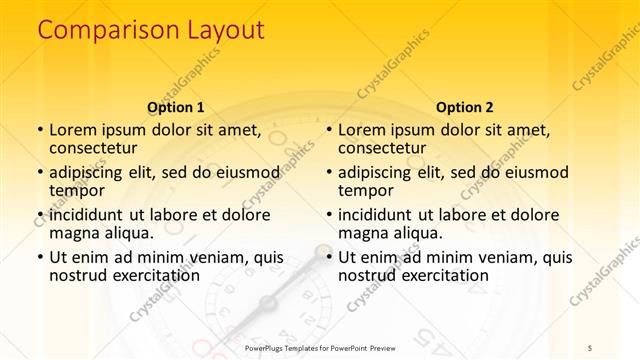 Comparison presentation slide layout