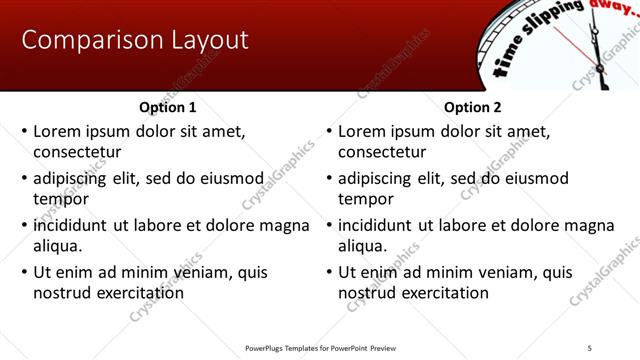 Comparison presentation slide layout