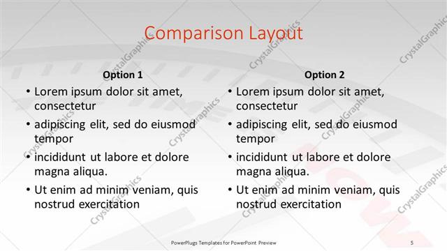 Comparison presentation slide layout