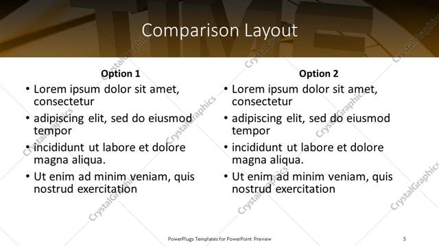 Comparison presentation slide layout