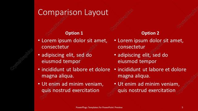 Comparison presentation slide layout