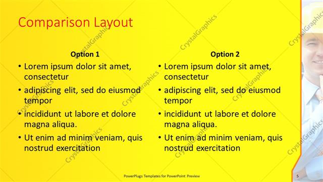Comparison presentation slide layout