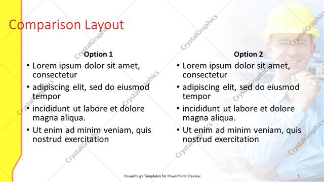 Comparison presentation slide layout