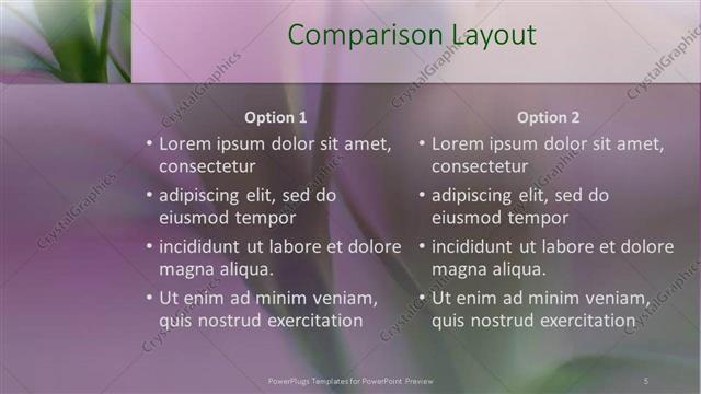 Comparison presentation slide layout