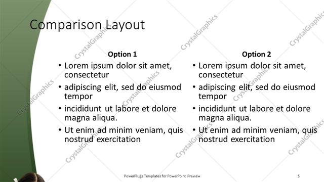 Comparison presentation slide layout