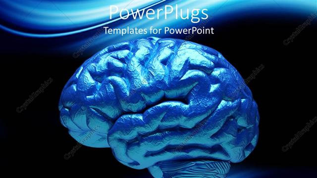  Presentation with blue brain - Close-up of blue human brain