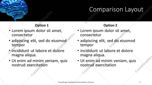 Comparison presentation slide layout