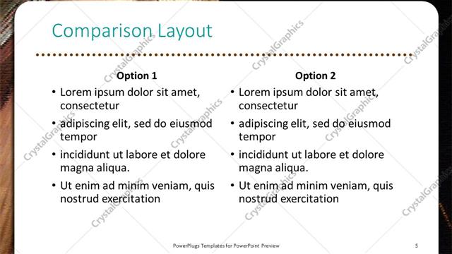 Comparison presentation slide layout