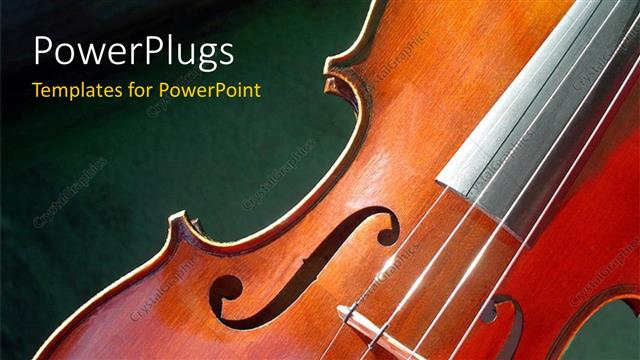  Presentation with classic - Close-up of classic violin on green colored surface?