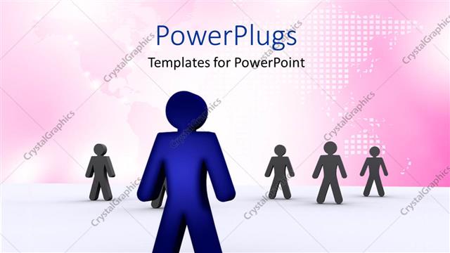  Presentation with leader - Close-up of distinct blue man with grey men in background